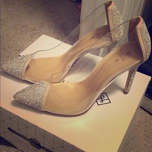 Clear sparkle toe heel
